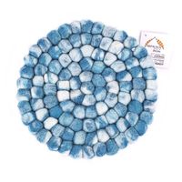 Ronde Vilten Onderzetter Tie Dye Turquoise-Wit (18 cm) - thumbnail