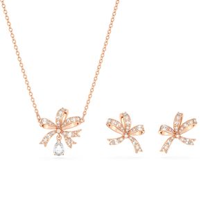 Swarovski 5661680 Set Volta Strik Ketting-Oorknoppen rosekleurig-wit