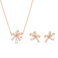 Swarovski 5661680 Set Volta Strik Ketting-Oorknoppen rosekleurig-wit