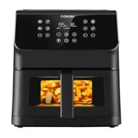 COSORI Air Fryer met venster 6,2 l, friteuse zonder olie, 1700 W, instelbare temperatuur, instelbare temperatuur 77-205 °C, 12 modi, shake-herinnering