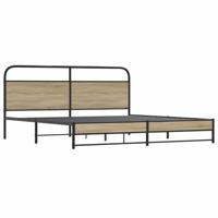 vidaXL Bedframe zonder matras metaal gerookt eikenkleurig 193x203 cm