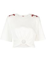 Johanna Ortiz t-shirt crop Ensenada à broderies - Blanc