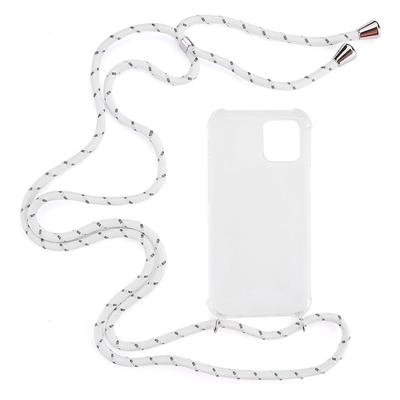 Shop4 - iPhone 12 Hoesje - Zachte Back Case met Koord Multi Wit