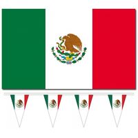 Landen vlaggen versiering set - Mexico - Vlag 90 x 150 cm en vlaggenlijn 5 meter - thumbnail