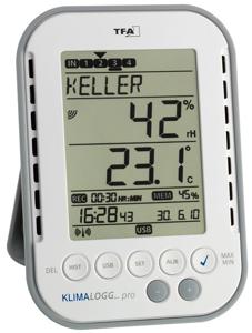 TFA Dostmann KlimaLogg Pro Luchtvochtigheidsmeter (hygrometer) 1 % Hrel 99 % Hrel Datalogger en radio-USB-interface, Dauwpunt/schimmel waarschuwingsweergave