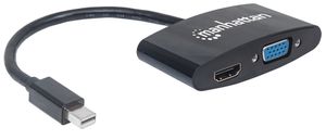 Manhattan 152709 DisplayPort / VGA / HDMI Adapter [1x Mini-DisplayPort stekker - 1x VGA-bus, HDMI-bus] Zwart 16.00 cm