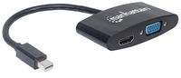 Manhattan 152709 DisplayPort / VGA / HDMI Adapter [1x Mini-DisplayPort stekker - 1x VGA-bus, HDMI-bus] Zwart 16.00 cm - thumbnail