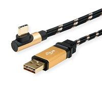 ROLINE GOLD USB 2.0 kabel, USB A ST omkeerbaar - USB C ST schuin, 3 m