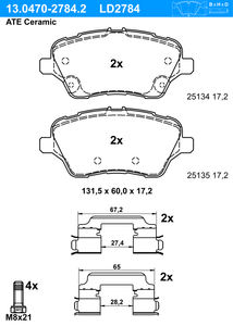 Remblokkenset, schijfrem ATE Ceramic ATE, u.a. für Ford