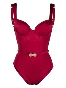 Noire Swimwear maillot de bain à taille ceinturée - Rose