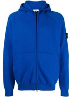 Stone Island logo-patch hooded jacket - Bleu