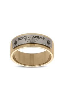 Dolce & Gabbana bague à plaque logo - Or