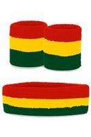 Zweetband set Carnaval rood/geel/groen