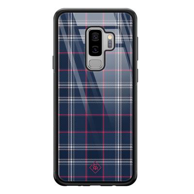 Samsung Galaxy S9 Plus glazen hardcase - Tartan blauw