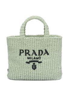 Prada petit sac cabas en raphia - Vert