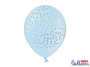 Ballonnen Pastel Baby Blauw Stippen - 6 Stuks