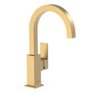 Wastafelkraan Tres Cuadro | Opbouw | Draaibare uitloop | Mengkraan | Hoog model | 1-hendel | Vierkant | 24k Goud mat