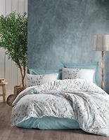 OJOS Ranforce King dekbedovertrekset 240 x 220 cm beddengoed zachte beddengoedsets - katoenen dekbedovertrek - dekbedovertrekken kussensloop - (mint, wit)
