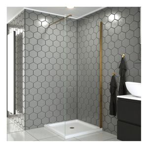 Douchewand SaniClear Redro Brass | 100x200 cm | Helder glas | Geborsteld messing beslag