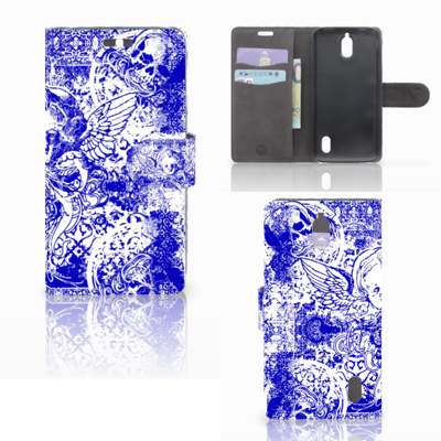Telefoonhoesje met Naam Huawei Y625 Angel Skull Blauw Telefoonhoesje met Naam Huawei Y625 Angel Skull Blauw