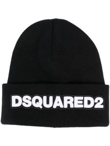 DSQUARED2 bonnet en laine à patch logo - Noir