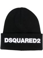 DSQUARED2 bonnet en laine à patch logo - Noir - thumbnail