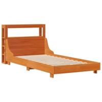 vidaXL Bedframe met hoofdbord massief grenenhout wasbruin 100x200 cm, bed, slaapkamermeubel, houten bed, eenpersoonsbed, houten bedframe, bedbodem
