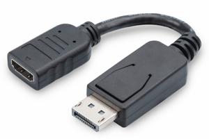 Digitus AK-340400-001-S DisplayPort / HDMI Adapter [1x DisplayPort stekker - 1x HDMI-bus] Zwart 15.00 cm