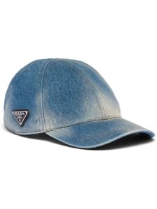 Prada casquette en jean à patch logo - Bleu