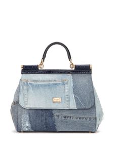 Dolce & Gabbana grand sac porté épaule Sicily en jean patchwork - Bleu