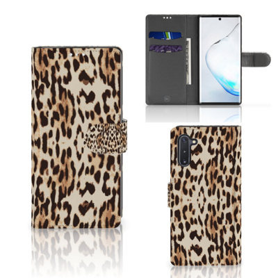 Samsung Galaxy Note 10 Telefoonhoesje met Pasjes Leopard Samsung Galaxy Note 10 Telefoonhoesje met Pasjes Leopard