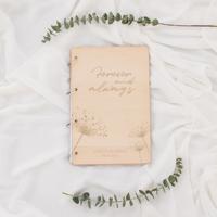 Houten gastenboek dandelion