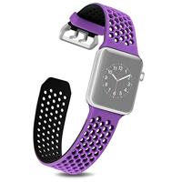 By Qubix - Bandje met gaatjes - 2 kleuren - Paars met zwart - Compatible met Apple Watch 38mm / 40mm / 41mm / 42mm - Compatible Apple watch bandjes