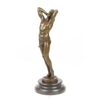 A BRONZE SCULPTURE OF A MALE NUDE