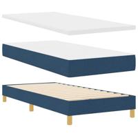 vidaXL Boxspringbed met matras stof blauw 90x200 cm