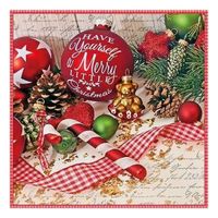 20x Kerst servetten met kerstbal 33 x 33 cm   - - thumbnail