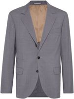 Brunello Cucinelli blazer en soie mélangée à simple boutonnage - Gris