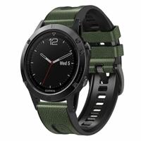 By Qubix - leer + siliconen bandje - Groen - Compatible met Garmin Tactix 8-51mm - Compatible Garmin bandje