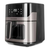 BLACK+DECKER BXAF6500E Luchtfriteuse zonder olie, 1600 W, 6,5 l, tot 1300 g aardappelen, transparant venster in de mand, temperatuur 80 tot 220 °C, 8 programma's