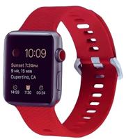 By Qubix - Siliconen bandje met motief - Rood - Compatible met Apple Watch 38mm / 40mm / 41mm / 42mm - Compatible Apple watch bandjes