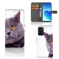 OPPO Reno6 5G Telefoonhoesje met Pasjes Kat - thumbnail