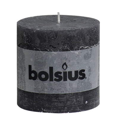 Bolsius kaars rustiek 10x10 cm antraciet