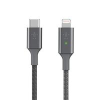 Belkin Smart LED-oplaadkabel, USB-C naar Lightning, 1,2 m (weergave van de laadstatus) Geschikt voor het snel landen van de nieuwste iPhones - grijs, CAA006bt,Wit