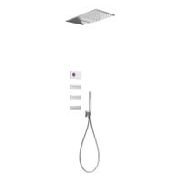 Regendouche set electronisch Tres Shower technology | Inbouw | Thermostaatkraan | 4-weg | Vierkant | Chroom