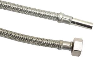 Flexibele aansluitslang - rvs gevlochten - binnendraad x buis - 1/2” x 10mm - DN8 - lengte 30cm