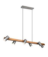 Trio Hanglamp Marley 6-lichts RVS met hout 312490607