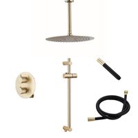 Saniclear Brass Pro inbouw regendouche met 30cm hoofddouche, plafondarm en glijstang geborsteld messing rond