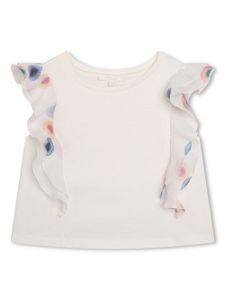 Chloé Kids blouse en coton biologique à volants - Blanc