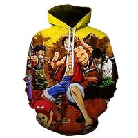 One Piece Aap D. Luffy Roronoa Zoro Trui met capuchon Anime Cartoon Anime 3D 3D Harajuku Grafisch Voor Voor Stel Voor heren Dames Volwassenen Back To School 3D afdrukken Lightinthebox