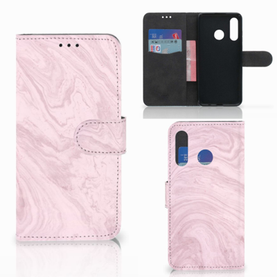 Huawei P30 Lite (2020) Bookcase Marble Pink - Origineel Cadeau Vriendin Huawei P30 Lite (2020) Bookcase Marble Pink - Origineel Cadeau Vriendin